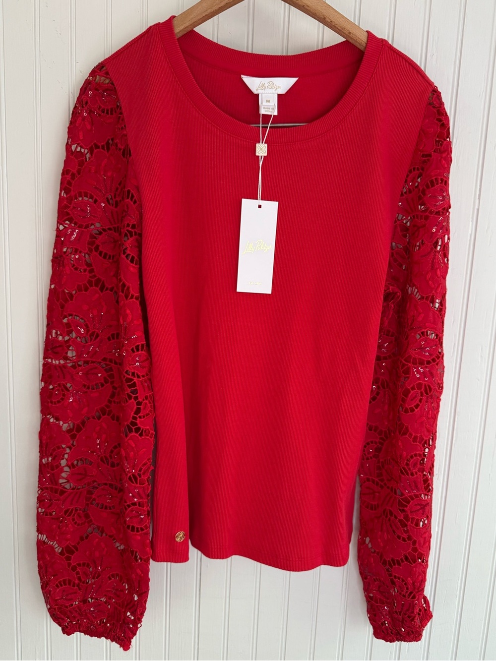 Lilly Pulitzer Red Lace Top Size M
